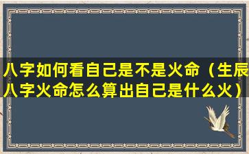 八字如何看自己是不是火命（生辰八字火命怎么算出自己是什么火）