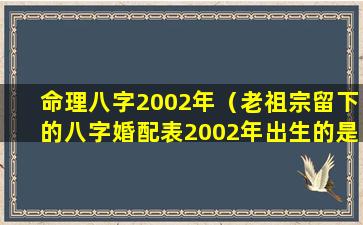 命理八字2002年（老祖宗留下的八字婚配表2002年出生的是什么命）