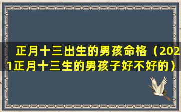 正月十三出生的男孩命格（2021正月十三生的男孩子好不好的）