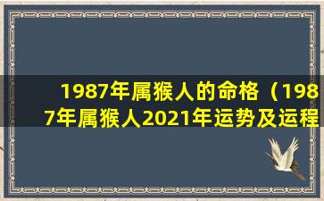 1987年属猴人的命格（1987年属猴人2021年运势及运程）