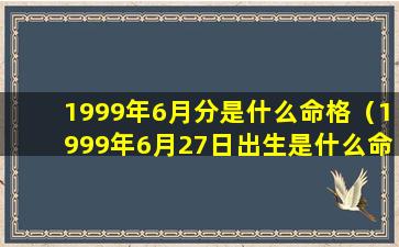 1999年6月分是什么命格（1999年6月27日出生是什么命）
