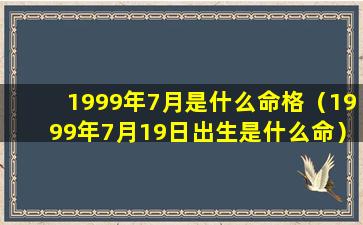1999年7月是什么命格（1999年7月19日出生是什么命）