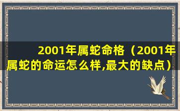 2001年属蛇命格（2001年属蛇的命运怎么样,最大的缺点）
