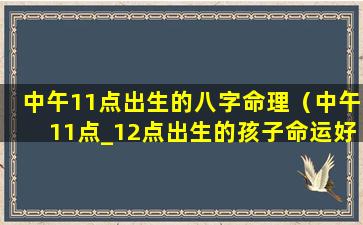 中午11点出生的八字命理（中午11点_12点出生的孩子命运好）