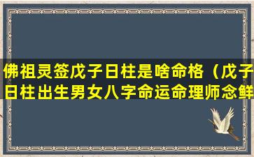佛祖灵签戊子日柱是啥命格（戊子日柱出生男女八字命运命理师念鲜）