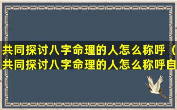 共同探讨八字命理的人怎么称呼（共同探讨八字命理的人怎么称呼自己）
