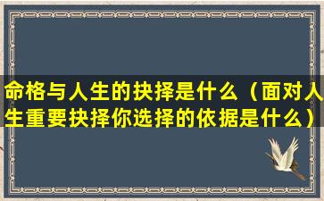 命格与人生的抉择是什么（面对人生重要抉择你选择的依据是什么）