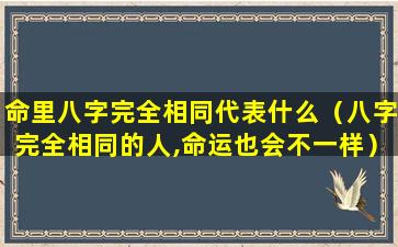 命里八字完全相同代表什么（八字完全相同的人,命运也会不一样）