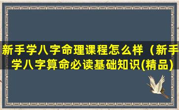 新手学八字命理课程怎么样（新手学八字算命必读基础知识(精品)）