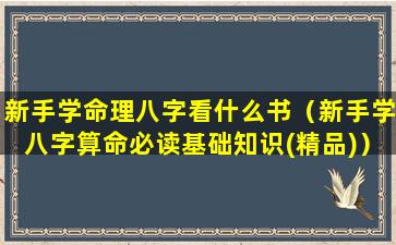 新手学命理八字看什么书（新手学八字算命必读基础知识(精品)）