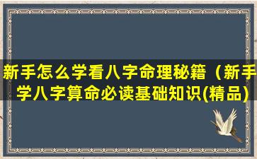 新手怎么学看八字命理秘籍（新手学八字算命必读基础知识(精品)）