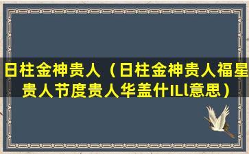 日柱金神贵人（日柱金神贵人福星贵人节度贵人华盖什ILl意思）