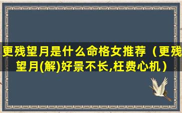 更残望月是什么命格女推荐（更残望月(解)好景不长,枉费心机）